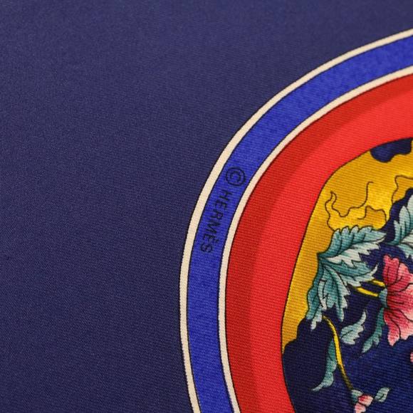 HERMES Carre90 Scarf ""Pourvu qu'on ait l'ivresse"" Silk Red Blue Auth am2611g - Picture 9 of 10